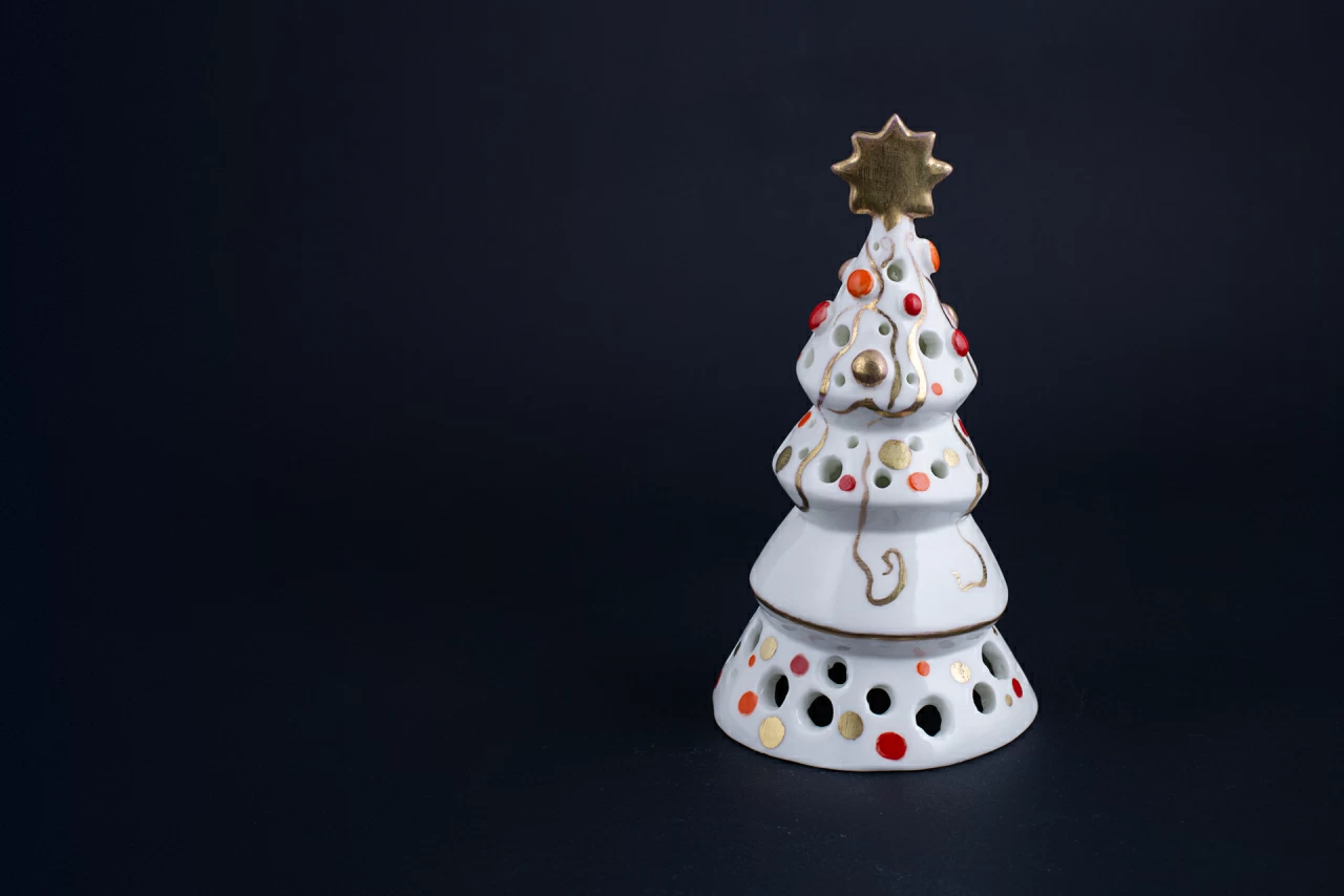 Подсвечник Елочка пирамидка, рисунок Золотой, арт 60.15274.00.5, 