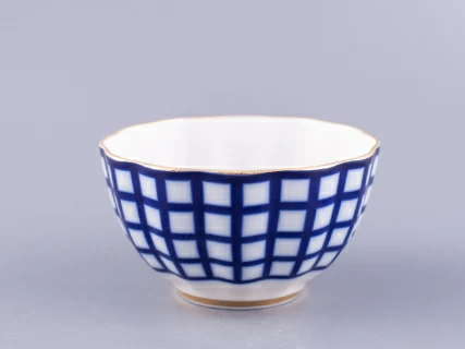 Чашка с блюдцем чайная 250 мл форма Тюльпан рисунок Кобальтовая клетка арт. 81.14860.00.1, 