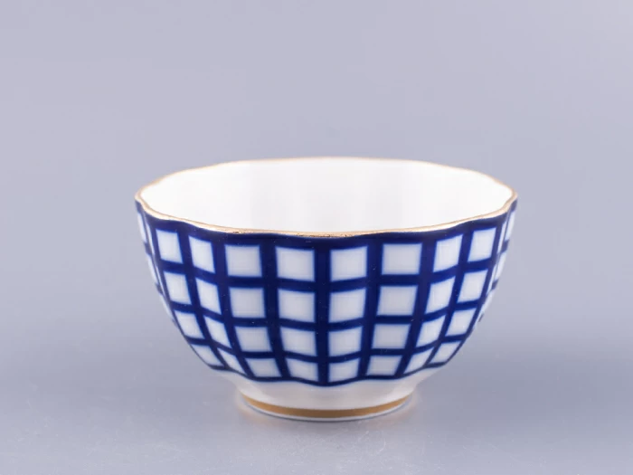 Чашка с блюдцем чайная 250 мл форма Тюльпан рисунок Кобальтовая клетка арт. 81.14860.00.1, 