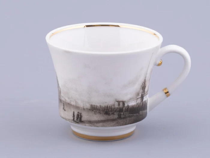 Чашка с блюдцем чайная форма Банкетная рисунок Великолепный Невский У Адмиралтейства, арт. 81.32684.00.1,  Чашка с блюдцем чайная форма Банкетная рисунок Великолепный Невский У Адмиралтейства, арт. 81.32684.00.1,