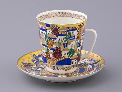 Чашка с блюдцем кофейная 165 мл форма Майская рисунок Белые домики арт. 81.13844.00.1