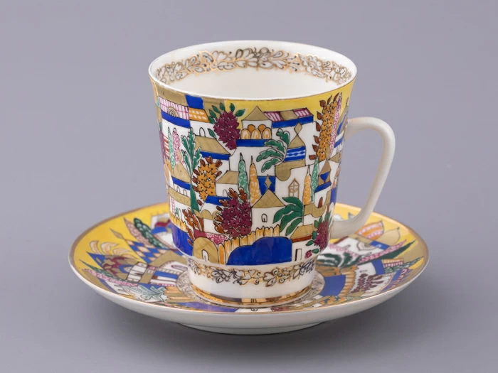 Чашка с блюдцем кофейная 165 мл.,  форма Майская,  рисунок Белые домики арт. 81.13844.00.1, 