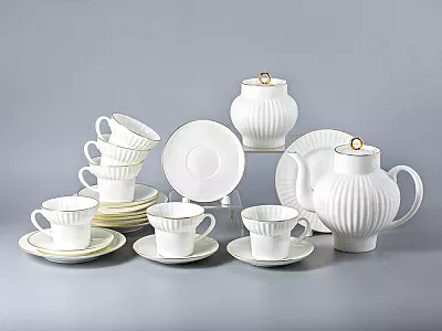 Сервиз чайный форма Волна рисунок Золотой кантик, 6 персон 20 предметов арт. 81.20892.00.1