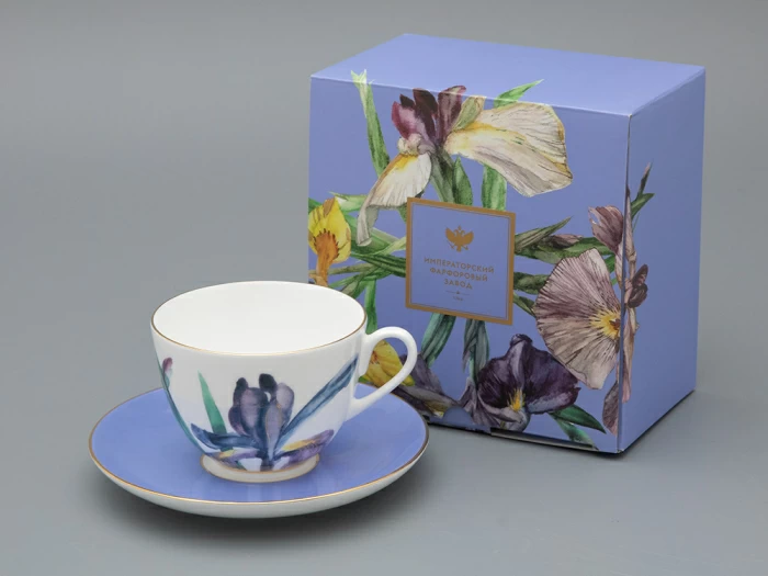 Чашка с блюдцем L’Art des Fleurs в подарочной упаковке, форма Весенняя 2, рисунок Аметистовое пламя, арт 81.33403.00.1,  Чашка с блюдцем L’Art des Fleurs в подарочной упаковке, форма Весенняя 2, рисунок Аметистовое пламя, арт 81.33403.00.1,