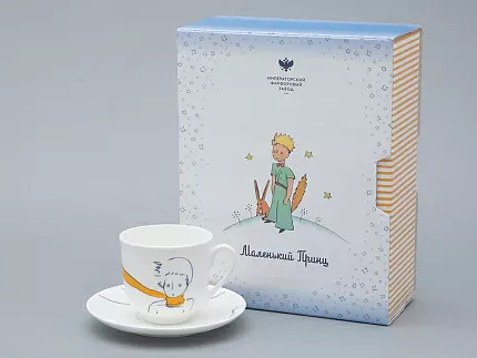 Подарочный набор Чашка с блюдцем, форма Ландыш рисунок Портрет Маленького Принца арт. 81.27752.00.5