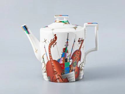 Сервиз чайный форма Гербовая рисунок Музыкальные инструменты, 6 персон 14 предметов, арт. 81.28041.00.1, 