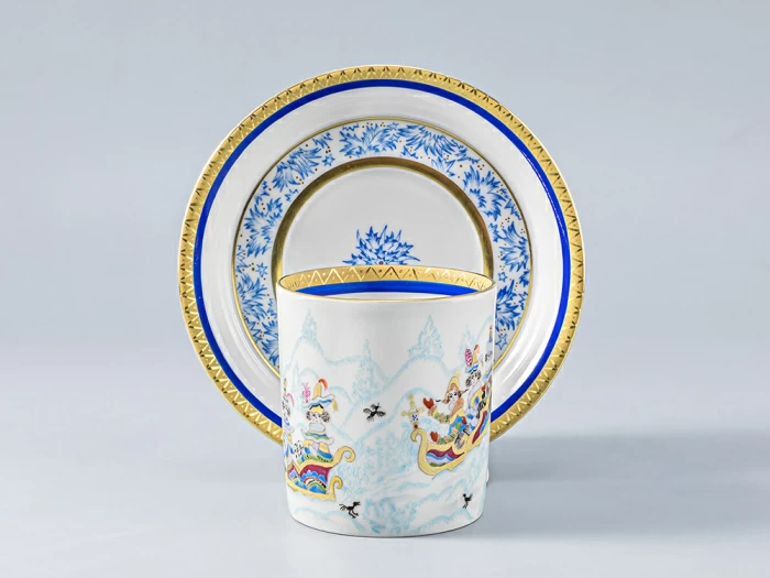 Сервиз чайный форма Гербовая рисунок Зимние забавы, 4 персон 11 предметов, арт. 81.14057.01.1, 