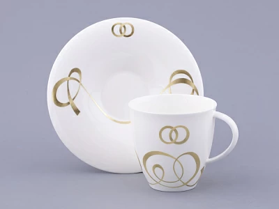 Чашка с блюдцем чайная форма Оливия рисунок Колечки, арт. 81.31427.00.1