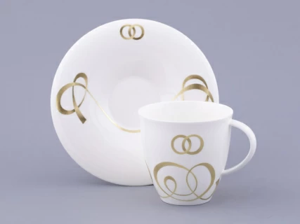 Чашка с блюдцем чайная форма Оливия рисунок Колечки, арт. 81.31427.00.1,  Чашка с блюдцем чайная форма Оливия рисунок Колечки, арт. 81.31427.00.1,