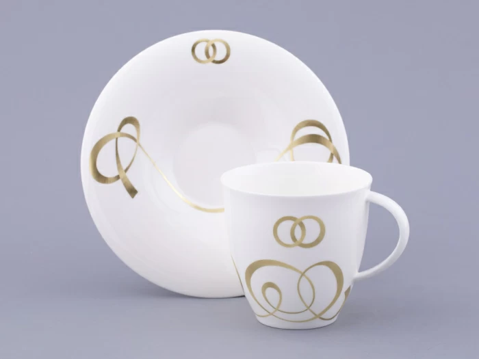 Чашка с блюдцем чайная форма Оливия рисунок Колечки, арт. 81.31427.00.1,  Чашка с блюдцем чайная форма Оливия рисунок Колечки, арт. 81.31427.00.1,