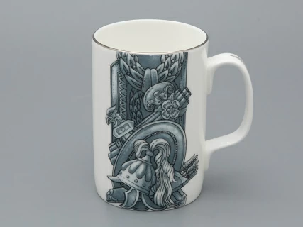 Подарочный набор Бокал с блюдцем и крышкой форма Топ рисунок Слава Веков платина, арт. 81.33063.00.1, 