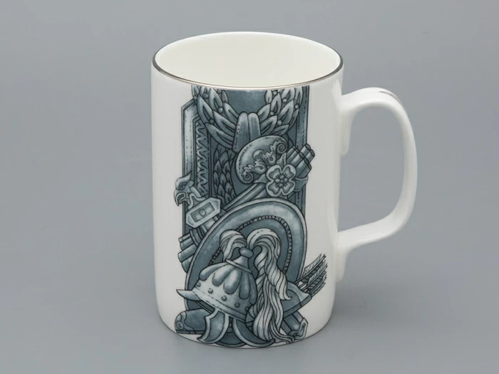 Подарочный набор Бокал с блюдцем и крышкой форма Топ рисунок Слава Веков платина, арт. 81.33063.00.1, 