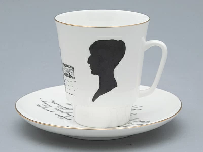 Чашка с блюдцем 165 мл форма Майская рисунок Русские писатели Ахматова, арт. 81.32129.00.1 Чашка с блюдцем 165 мл форма Майская рисунок Русские писатели Ахматова, арт. 81.32129.00.1