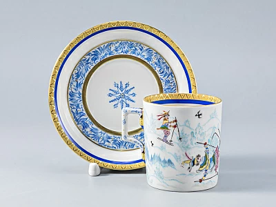 Сервиз чайный форма Гербовая рисунок Зимние забавы, 4 персон 11 предметов, арт. 81.14057.01.1