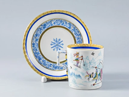 Сервиз чайный форма Гербовая рисунок Зимние забавы, 4 персон 11 предметов, арт. 81.14057.01.1, 