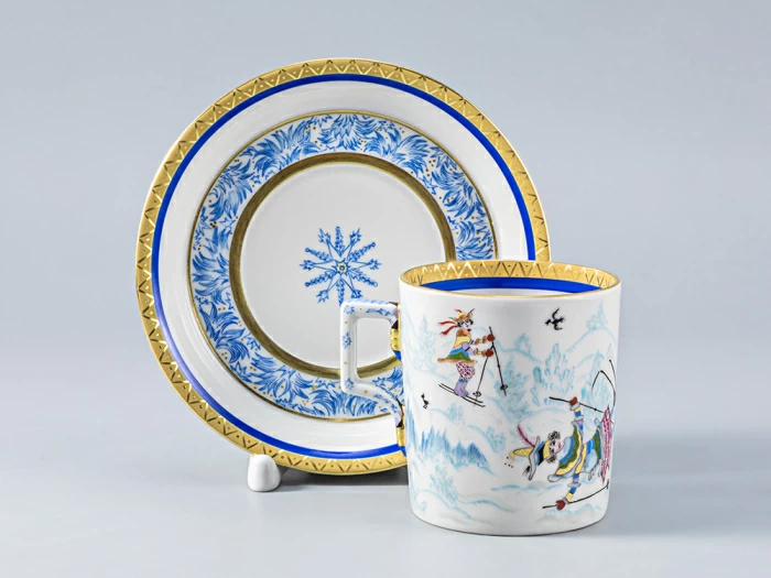 Сервиз чайный форма Гербовая рисунок Зимние забавы, 4 персон 11 предметов, арт. 81.14057.01.1, 