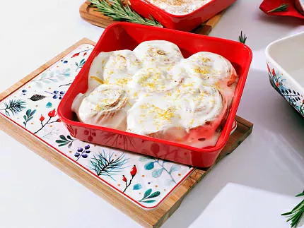 Набор для запекания с деревянной крышкой ( 2 предм.квадратные ) форма Стандартная рисунок Календа арт. 42.00043.00.1