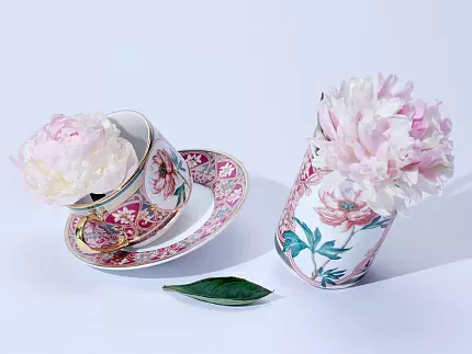 Чашка с блюдцем 250 мл в подарочной упаковке форма Соло, рисунок Дивный Пион, арт. 81.32658.00.1