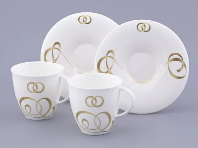 Чашка с блюдцем чайная форма Оливия рисунок Колечки, арт. 81.31427.00.1