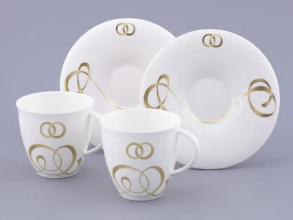 Чашка с блюдцем чайная форма Оливия рисунок Колечки, арт. 81.31427.00.1,  Чашка с блюдцем чайная форма Оливия рисунок Колечки, арт. 81.31427.00.1,