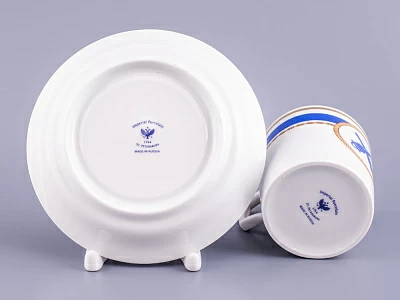 Чашка с блюдцем чайная 220 мл форма Гербовая рисунок Кают-компания № 3 арт. 81.24032.00.1 Чашка с блюдцем чайная 220 мл форма Гербовая рисунок Кают-компания № 3 арт. 81.24032.00.1