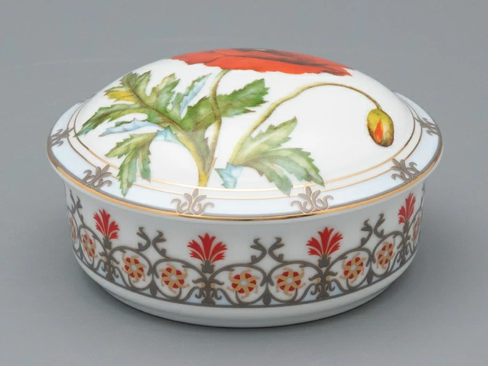 Туалетная коробочка в подарочной упаковке, форма Круглая, рисунок Мак восточный, арт 81.33191.00.1,  Туалетная коробочка в подарочной упаковке, форма Круглая, рисунок Мак восточный, арт 81.33191.00.1,