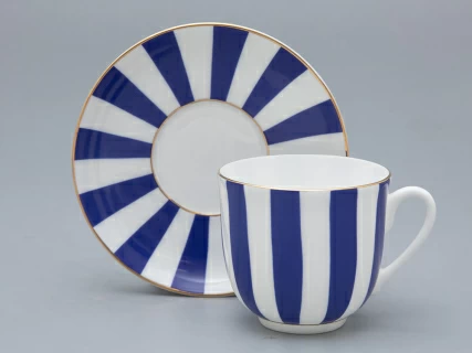 Чашка с блюдцем кофейная 180 мл форма Ландыш рисунок Да и нет (кобальт) арт. 81.16086.00.1, 