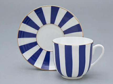 Чашка с блюдцем кофейная 180 мл форма Ландыш рисунок Да и нет (кобальт) арт. 81.16086.00.1