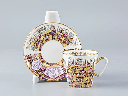 Чашка с блюдцем кофейная Черный кофе Дворцы 80 мл арт. 81.15330.00.1