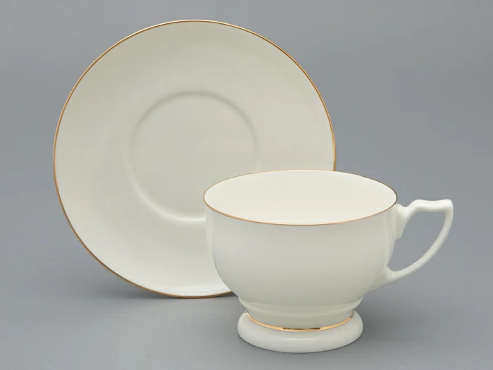 Чашка с блюдцем чайная форма Жемчужина рисунок Золотая лента арт. 81.26222.00.1, 