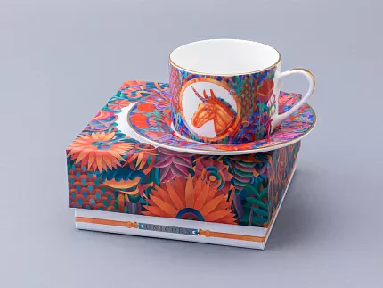 Чашка с блюдцем чайная в подарочной упаковке, форма Идиллия, рисунок Единорог, арт. 81.34423.00.1