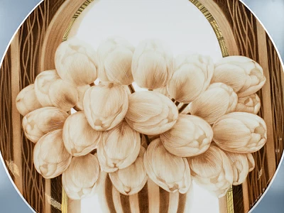 Блюдо декоративное 450 форма Круглая рисунок Тюльпаны арт. 80.52510.00.1