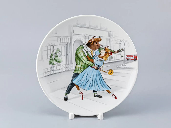 Тарелка декоративная 195 форма Эллипс рисунок Быки-стиляги"Бродвей", арт. 80.35705.00.1, 