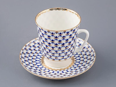 Чашка с блюдцем кофейная 165 мл форма Майская рисунок Кобальтовая сетка арт. 81.14574.00.1