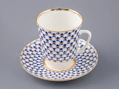 Чашка с блюдцем кофейная 165 мл форма Майская рисунок Кобальтовая сетка арт. 81.14574.00.1