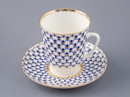 Чашка с блюдцем кофейная 165 мл форма Майская рисунок Кобальтовая сетка арт. 81.14574.00.1, 