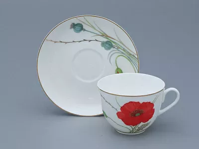 Чашка с блюдцем чайная форма Весенняя рисунок Маки, арт. 81.34141.00.1