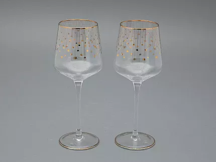 Набор из 2-х бокалов для вина 430 мл в подарочной упаковке, рисунок Азур золотой, арт 14.11447.07