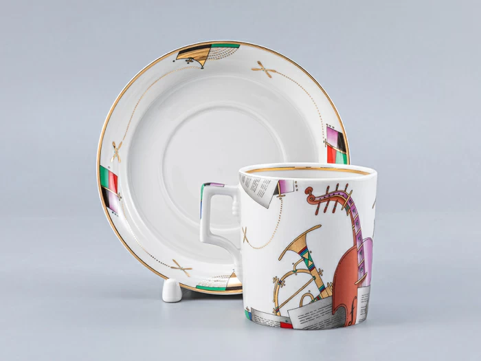 Чашка с блюдцем чайная форма Гербовая рисунок Музыкальные инструменты арт. 81.28040.00.1, 