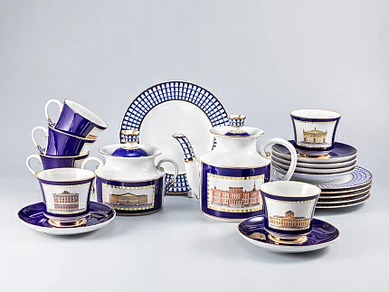 Сервиз чайный форма Банкетная рисунок Классика Петербурга-2 52%, 6 персон 20 предметов арт. 81.25120.00.1