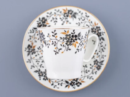 Чашка с блюдцем кофейная Черный кофе Тонкие веточки 80 мл арт. 81.13635.00.1, 