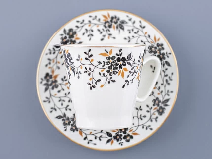 Чашка с блюдцем кофейная Черный кофе Тонкие веточки 80 мл арт. 81.13635.00.1