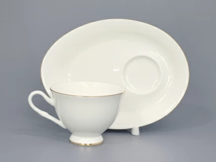 Чашка с блюдцем чайная на ножке форма Премиум рисунок Золотая лента, арт. 81.33527.00.1, 