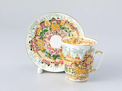 Чашка с блюдцем кофейная 165 мл форма Майская рисунок Весна золотая арт. 81.10383.00.1