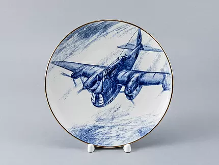 Тарелка декоративная 195 форма Эллипс рисунок Бомбардировщик Пе-2, арт. 80.99014.00.1