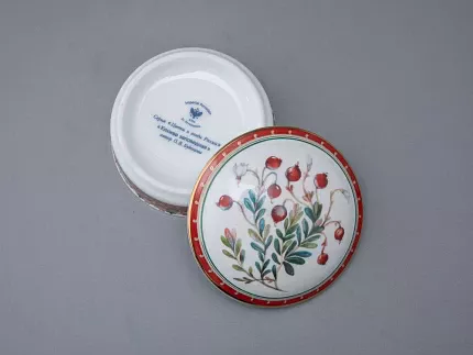 Туалетная коробочка в подарочной упаковке, форма Круглая, рисунок Клюква заповедная, арт 81.34282.00.1