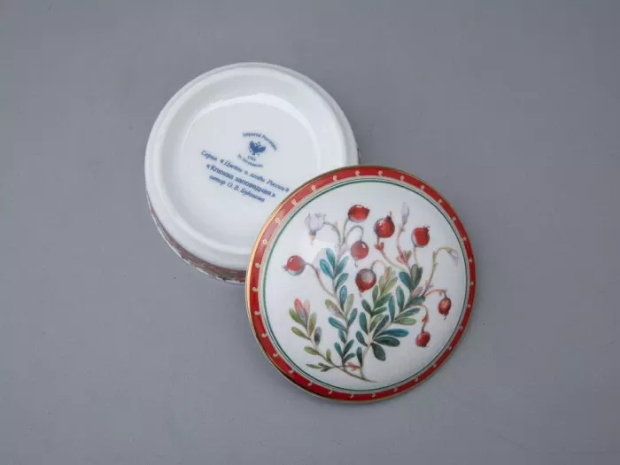 Туалетная коробочка в подарочной упаковке, форма Круглая, рисунок Клюква заповедная, арт 81.34282.00.1, 