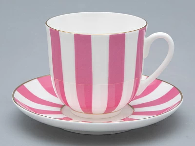 Чашка с блюдцем кофейная 180 мл форма Ландыш 2 рисунок Да и нет (светло-розовый с отводкой) арт. 81.23096.00.1