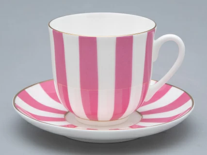 Чашка с блюдцем кофейная 180 мл.,  форма Ландыш 2,  рисунок Да и нет (светло-розовый с отводкой) арт. 81.23096.00.1, 