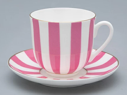 Чашка с блюдцем кофейная 180 мл форма Ландыш 2 рисунок Да и нет (светло-розовый с отводкой) арт. 81.23096.00.1